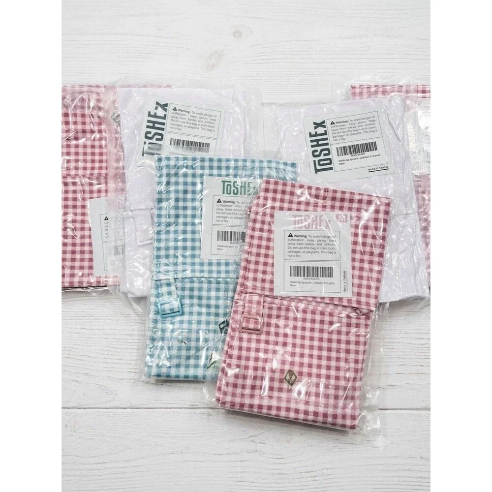 Chef Apron Lot Of 6 Child Sz M Ages 6-12 Gingham Craft Cooking Art Party New